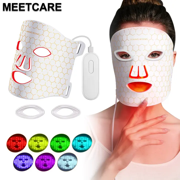 Máscara De Luz LED Para El Rostro Con 7 Colores Terapia De Silicona Fotón Belleza Para Levantar La Cara Anti-Arrugas Control De Aceite Blanqueamiento Y Reparación De Piel - 1