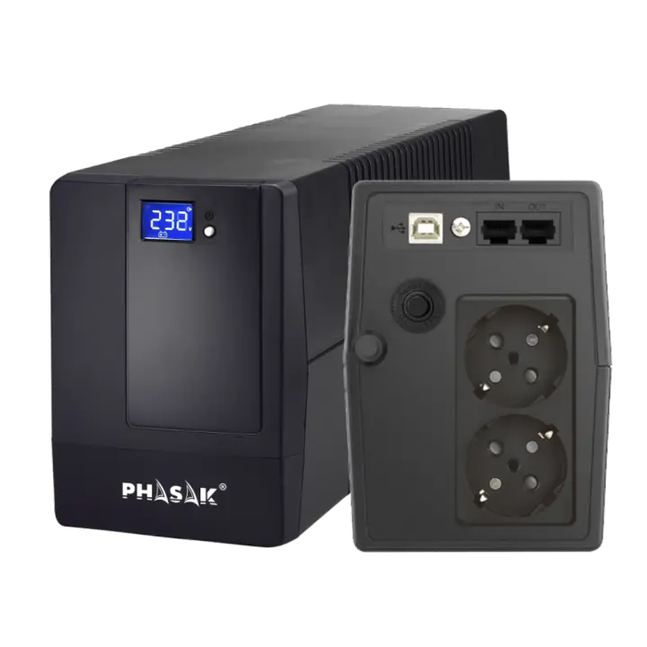 SAI Phasak Essential Interactivo 600 VA con Pantalla Táctil, USB, Protección RJ45 y AVR para Hogar y Oficina - Modelo PH 9464 - 1