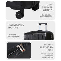 S7 STAR Juego 3pcs Cabina PP de Viaje, Maleta Resistente Rígida 20+24+28 pulgadas. Equipaje Elegante Ligero de Moda, Pack 3 Piezas Cabina con 4 Ruedas Giratorias Multidireccionales 360° Asa Telescópica - details 4