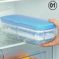 Cubiteras para Hielo con Tapa, 2 Capas Cubitera Silicona con Contenedor y Pala de Hielo, Sin BPA, 48 Cubitos de Hielo Cuadrado Molde Hielo, para Cóctel de Whisky de Cola Congelado (Azul) - details 4