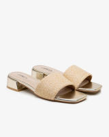 Sandalias de Bloque Bajo en Raffia, Sandalias de Tacón Bajo, Sandalia tipo mule de rafia con tacón bajo, Conjunto Minimalista para Mujer Primavera Verano - details 1