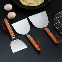Cuchara De Teppanyaki De Acero Inoxidable Con Mango De Madera Antideslizante Para Pescado Y Panqueques Utensilios De Cocina - details 2