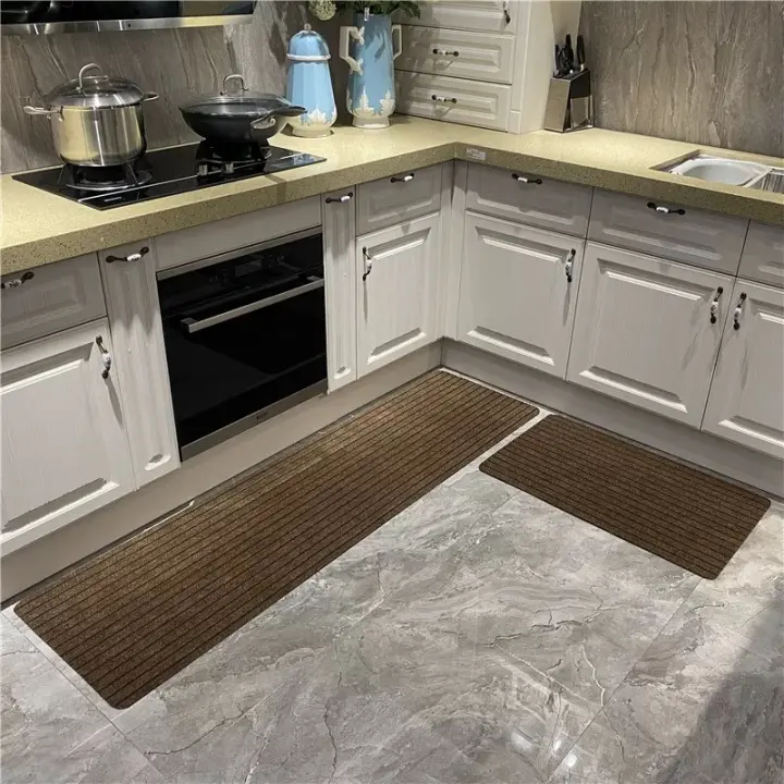 VIKAMA Alfombra De Cocina Impermeable Antideslizante Con Estampado De Rayas Adecuada Para Zona De Lavado De Platos Y Baño Decoración Del Hogar Alfombra De Piso Para Adultos Limpieza Mecánica Y Manual - 1