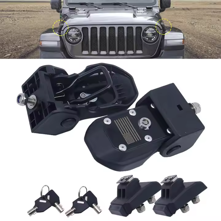 Cerradura De Capó Para Jeep Wrangler JK JL 2007-2019 Accesorios De Modificación De Capó Material ABS + Acero Inoxidable - 1