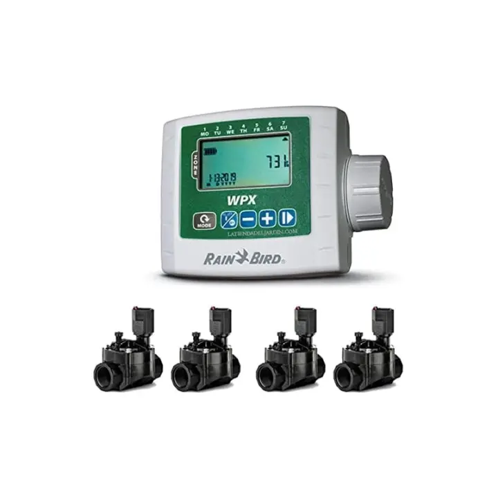 RAIN BIRD Kit Programador de riego a bateria WPX4 + 4 Electroválvulas de riego 100HV 9V 1'' Rain Bird - 1