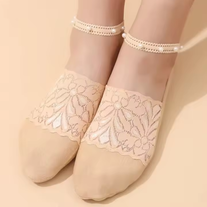 4 Pares De Calcetines De Barco Para Verano Calcetines Cortos Translúcidos Con Encaje Para Mujer Moda Y Trendy - 1