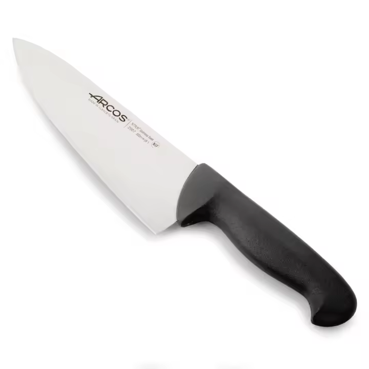 Arcos Cuchillo Chef con Hoja Acero Inoxidable Nitrum 200 mm. Cuchillo cocina profesional multipropósito. Mango ergonómico polipropileno. Serie 2900. Color negro. - 1
