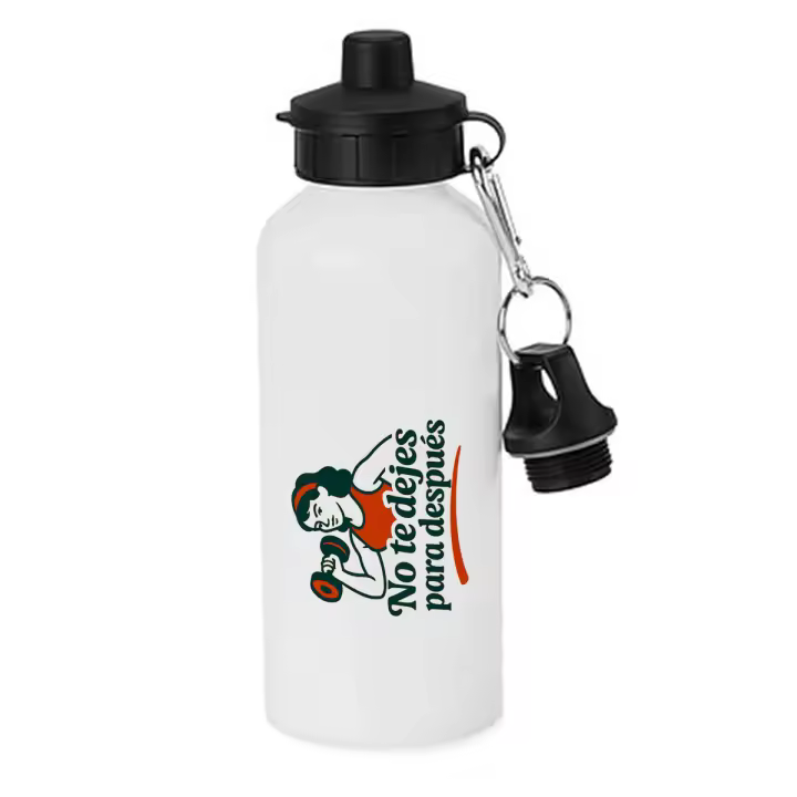 MERCHANDMANIA Bidón deportivo 600 ml acero inoxidable con chupón frase motivadora gimnasio gym esfuerzo motivacion botella escolar deporte bicicleta - 1