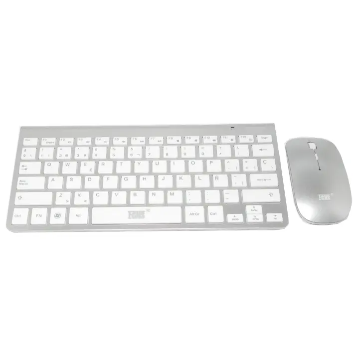 FGNS Teclado y Raton Inalámbrico Compacto Español,  2,4GHz Minimalista Teclado con 12 Teclas Multimedia, 2,4GHz Minimalista, Diseño Pequeño y Ultrafinos, Portátil Silencioso, para Windows, Laptop, Computadora, - 1