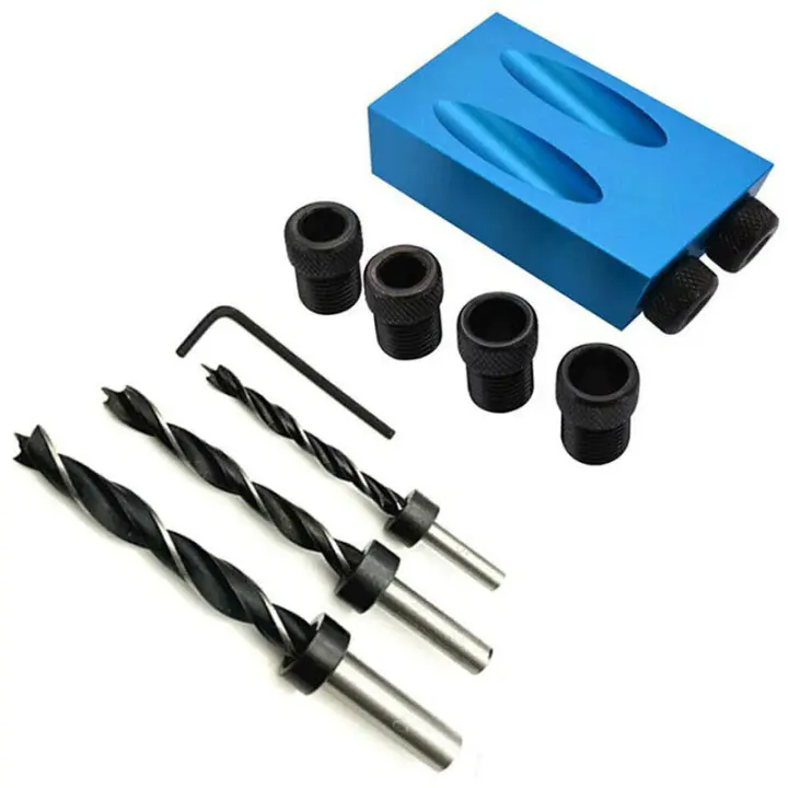 Bricolaje/hardware Carpintería Herramientas de tallado de bricolaje Jig Pocket Tornillo Agujero Carpintero Adaptador Taladro Conjunto - 1
