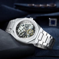 Reloj Mecánico Automático Forsining Para Hombres Con Dial De Diamante 3D Esfera Irregular Luminiscencia De Las Manos Resistente Al Agua Y Al Shock - details 4