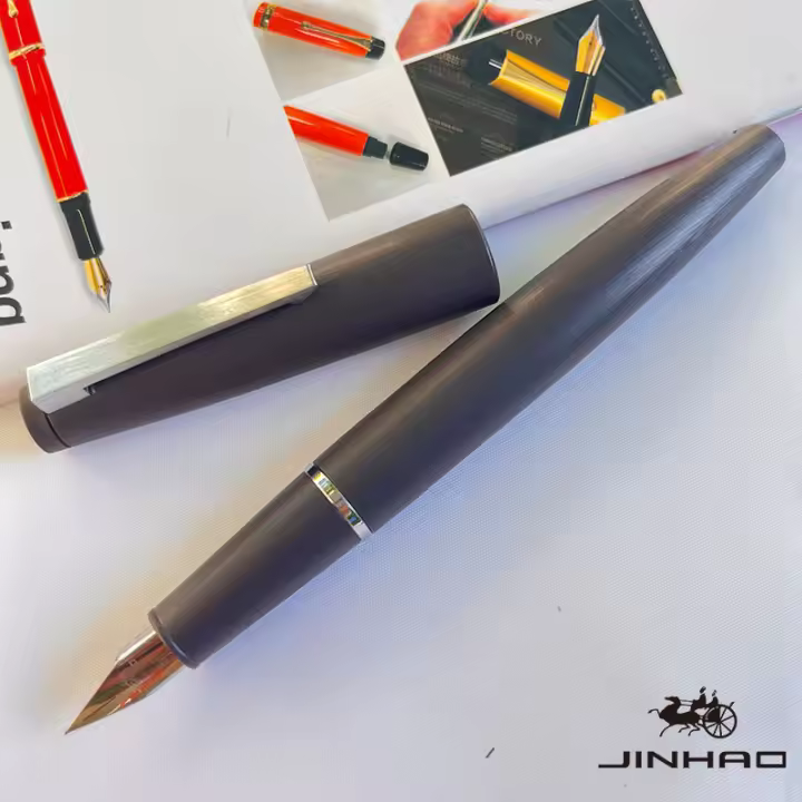 Bolígrafo De Tinta De Carbono JINHAO 80 Serie Fibra De Carbono Plata/Ceniza Clip Iridio Para Escritura Tipo Estándar Nib 0.3mm - 1