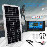 Kit De Placa Solar 40W 12V/18V Con Controlador De 10A-100A Para Teléfono RV Coche Caravana Camping Al Aire Libre Batería Monocrómica Silicon - details 14