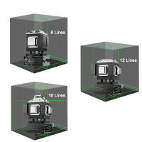 Nivel láser 3D/4D de 8/12/16 líneas Línea verde autonivelante 360 ° Potentes herramientas de nivel láser de haz verde, cruzadas horizontales y verticales - details 6