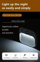 Lámpara Nocturna LED Con Sensor De Movimiento Recargable Cuadrada 3 Colores Ajustables Iluminación Para Dormitorio Escaleras Armario - details 0