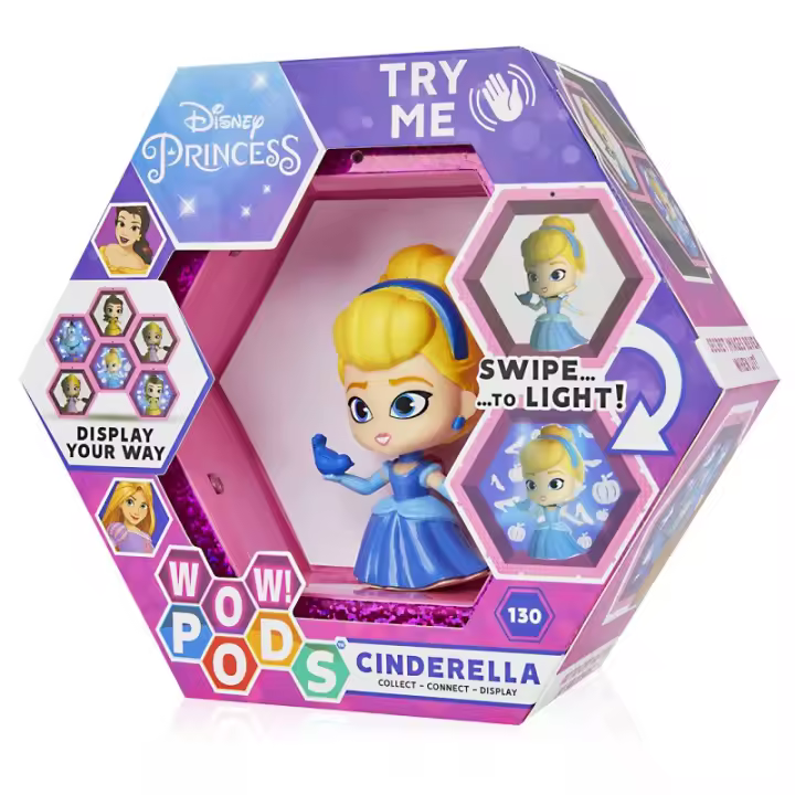 WOW STUFF Figura Wow! Pod Disney Princess Cenicienta - Coleccióna Tus Personajes Favoritos - Conecta y Activa el Sensor de Movimiento - Ilumina Tu Espacio Favorito - Funciona con 3 Pilas AAA - 1