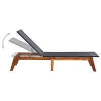 vidaXL Tumbona de madera maciza de acacia y ratán sintético Sillas de Exterior Ideal para jardín, playa, piscina, terraza Tumbona Piscina Tumbonas Playa Tumbonas Jardín Exterior - details 3