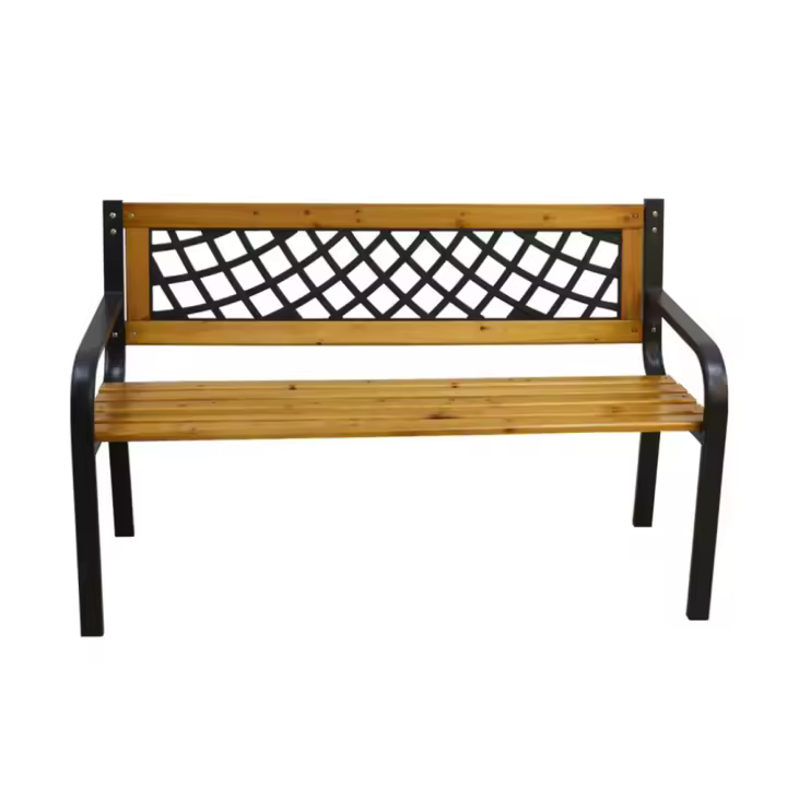 Acomoda Textil – Banco de Madera para Jardín, Terraza o Patio de 2 Plazas con Respaldo y Reposabrazos. Banco Cómodo, Resistente y Ergonómico para Interior y Exterior 125X52X73 CM. - 1