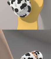 Pantuflas de tiburón y vaca para niñas, con suela gruesa, antideslizantes y de verano, ideales para usar al aire libre en casa o en el baño. - details 2