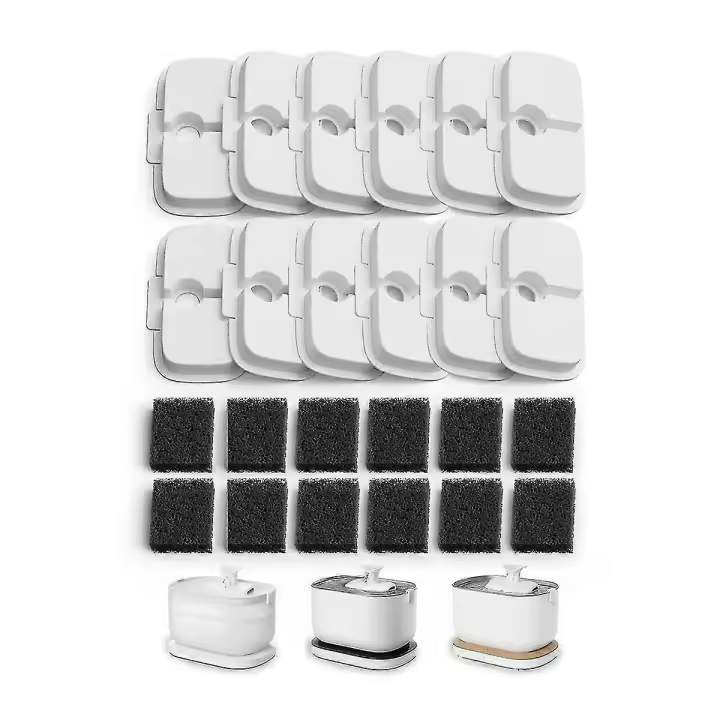 Dockstream Plwf005/plwf115/wf105, fuente para mascotas, 12 filtros de repuesto, 12 esponjas - 1