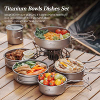 Juego De Tazas Y Platos De Titanio Boundless Voyage Con Manija Plegable Para Camping Al Aire Libre Utensilios De Cocina Portátiles 5 Piezas Ti1096T - details 4