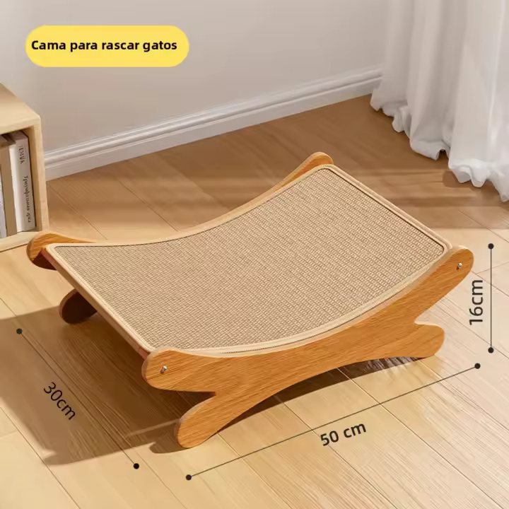 Alfombrilla De Rasguño Para Gatos Hecha De Madera Resistente Y Desmontable Con Cama De Descanso Para Gatos Juguete De Moler Para Gatos Y Gatitos - 1