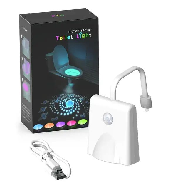 Lámpara Nocturna LED Recargable Para Inodoro Con Sensor De Movimiento 7 Colores Decoración Para Baño Y Lavadero Luz Atmosférica - 1