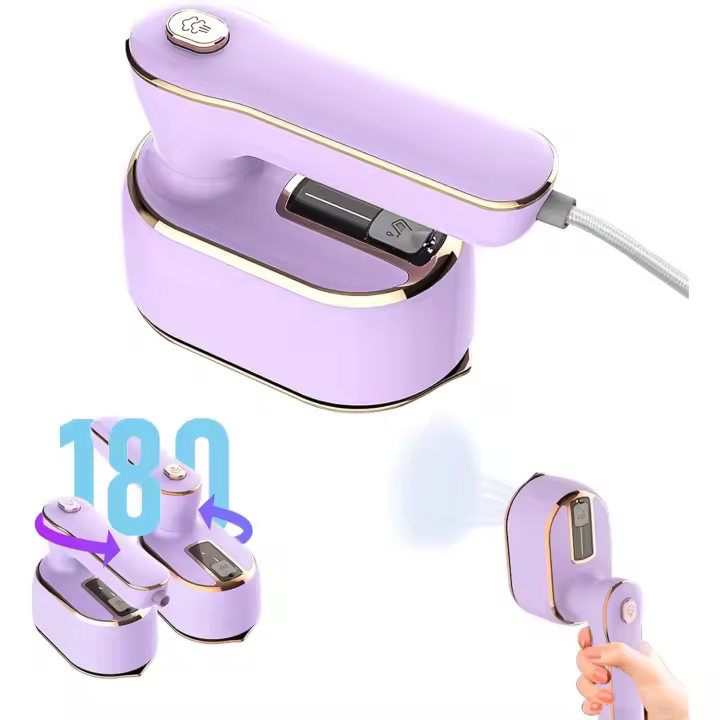 Mini plancha de vapor de mano plegable de 1000W, Suela antiadherente de Cerámica, mango giratorio de 180 °, 20S de calor, 2 en 1 portátil - 1