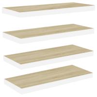 vidaXL Estante flotante de pared 4 uds MDF 60x23,5x3,8 cm Blanco brillante, negro brillante, gris brillante Mueble Almacenaje Estantería para Oficina, Estudio, Dormitorio Estantería/Librería/ mueble de Almacenamiento - details 3