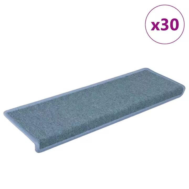 vidaXL Alfombrillas de escalera 30 unidades azul 65x21x4 cm - 1