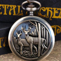 Reloj De Bolsillo Cuarzo Vintage Con Serie De Ciervos En El Profundo Bosque Regalo De Moda Casual Para Hombres Y Mujeres Accesorios De Ropa Reloj De Pared - details 0