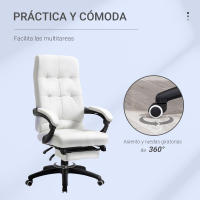 Vinsetto Silla de Oficina Ergonómica Silla de Escritorio Giratoria con Altura Ajustable Función de Inclinación Reposabrazos y Reposapiés Piel Sintética 65x65x118-125 cm - details 5