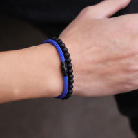 Set De 2 Pulseras Económicas Unisex 6mm Piedra Onix 4mm Cadena De Cuerda Pulsera Couplada Pareja Brazalete Joias - details 5