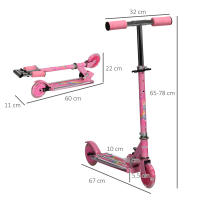 HOMCOM Patinete para Niños Plegable Patinete Infantil con Luces Música 4 Altura Ajustable Ruedas Brillantes Pedal LED para 3-7 Años Carga 50 kg 67x32x65-78 cm - details 2