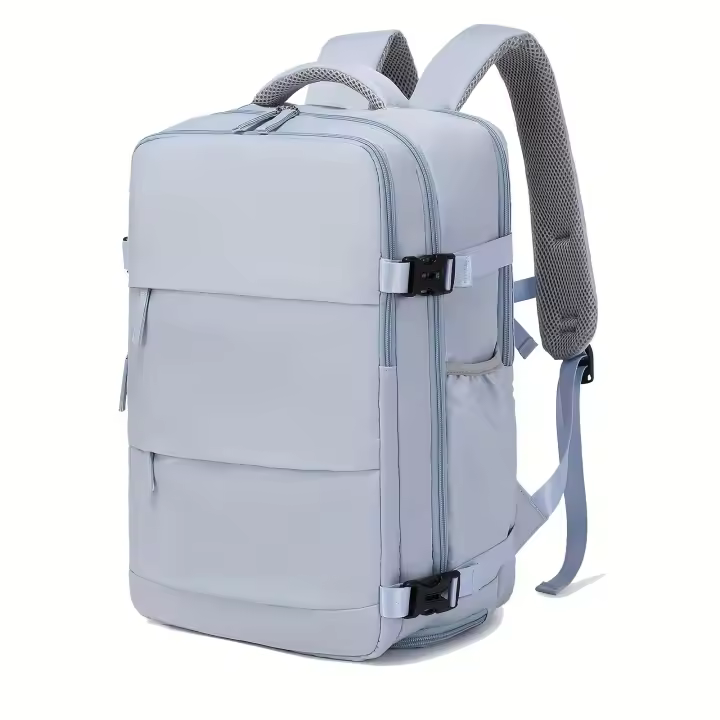 Mochila de viaje de gran capacidad con compartimento para zapatos, mochila ligera Dacron con puerto de carga, viaje de moda - 1