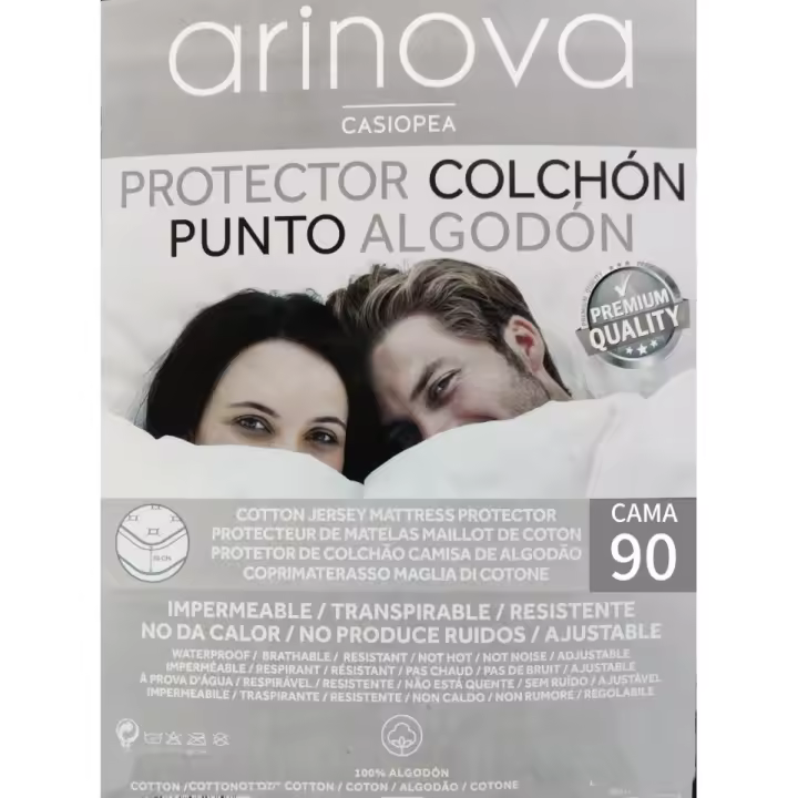 Arinova - Protector colchón impermeable 100% Algodon - Transpirable - Resistente - Ajustable - Antiacaros y Antibacteriano - Para camas 90CM - 105CM - 135CM - 150CM - 180CM - 1