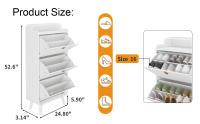 Mueble Zapatero con 3 compartimentos abatibles, Independiente, Organizador de Zapatos abatibles, Zona de entrada, Zapatero Estrecho con compartimento superior, 63*30*134cm, Blanco - details 4