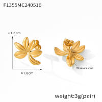 Pendientes de Maple inoxidable de la Flor del Pivot priionero para las mujeres de Oro de Plata con inclusiones de color Multi Zircon Pendientes de las mujeres Cute Girls Ear Cuff - details 4