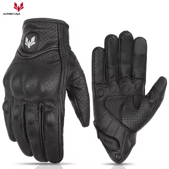 Guantes De Motociclista Retro De Verano Para Hombres Y Mujeres En Cuero Perforado Con Dedos Complejos Para Motocross Equipamiento De Moto M-XXL - 1