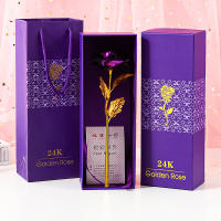 Rosa Dorada 24K Artificial Colorida Flor Metálica Regalo Único Para Las Mujeres En Día De San Valentín Con Caja De Regalo Decoración - details 17