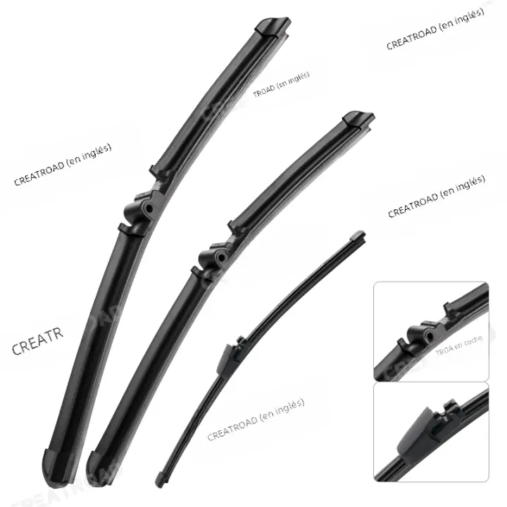 Limpiaparabrisas LHD Para VW Touareg 2003-2006 Plegables Frente Y Trasero Hojas De Limpieza De Ventanas Del Coche 26"+26"+14" - 1