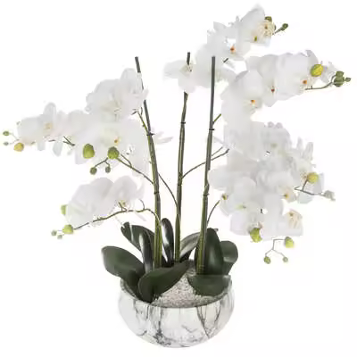 ATMOSPHERA Orquídea con maceta cemento mármol, 65 cm de alto - 1