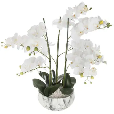 ATMOSPHERA Orquídea con maceta cemento mármol, 65 cm de alto - 1