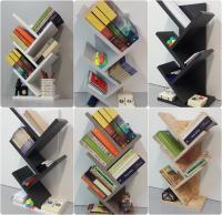 Henor Estantería Madera FSC® Sobremesa Mod. Árbol. Librería. Biblioteca 30x61x18 Cm. Blanco – Grafito – Gris Claro. - details 1