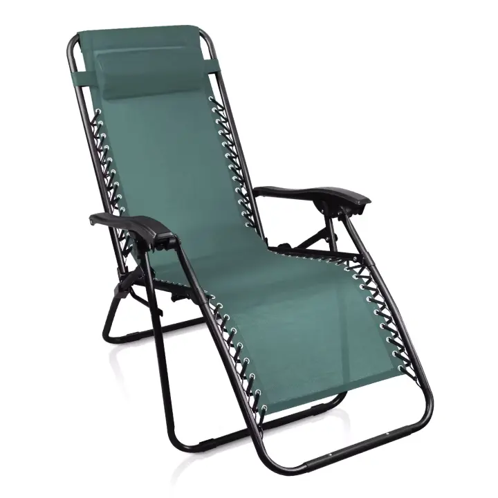 Silla plegable gravedad cero tumbona ajustable sillón reclinable con reposacabeza gravedad, medida 165x65x110 peso 6kilos cero para playa, jardín, terraza, patio - 1