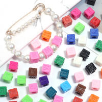 50Pcs Abalorios De Letras Acrílicas Colores Variados Cuadrados Espaciadores Sueltos Para Accesorios De Joyería DIY Pulseras Cadena De Teléfono - details 7