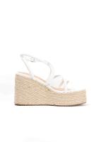 Lyla Wang Sandalias doradas mujer con tiras y plataforma de esparto - details 12