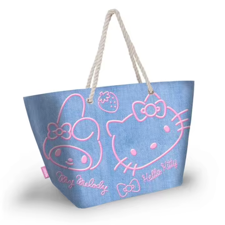 Bolsa Playa Denim Hello Kitty Sanrio 37x52x17cm. KARACTERMANIA - 1