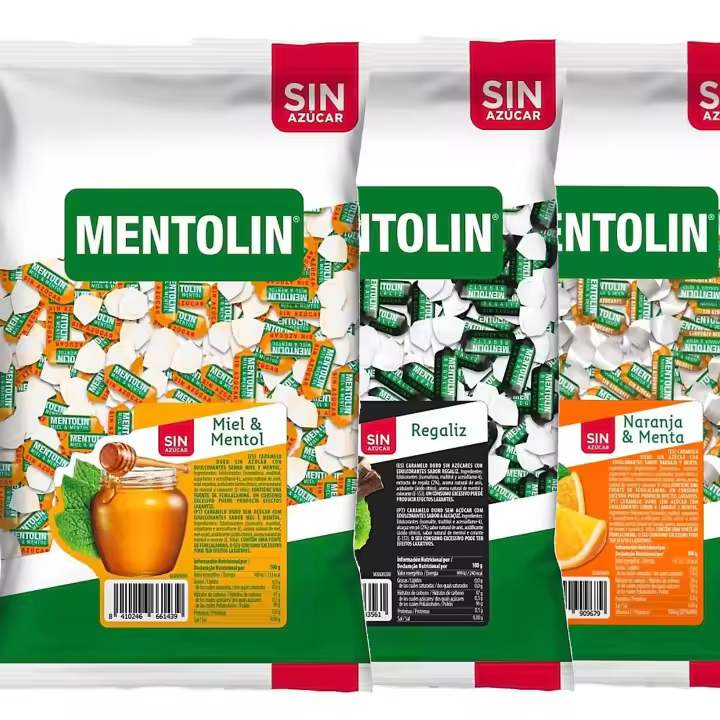 MENTOLIN PACK 3 Kg caramelos sin azúcar duros Miel Mentol & Regaliz & Naranja - 1