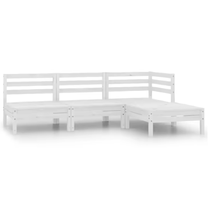 vidaXL Conjunto de muebles de jardín 4 pzas madera maciza pino blanco - 1